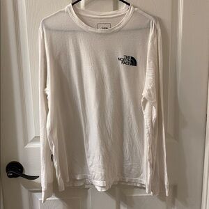 The North Face White Long Sleeve Logo Shirt with Sleeve Print